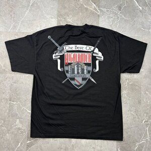 90s Vintage Highlander Graphic Tee Mens 2XL Short Sleeve Movie Promo Best Of